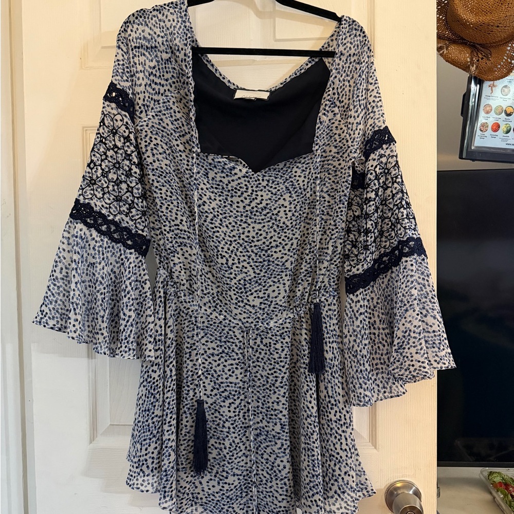 Alexis Navy and White Polka Trim Dress - Picture 5 of 7